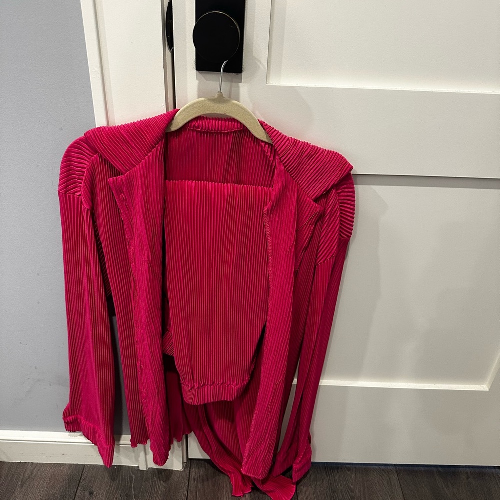 Plisse matching set pink